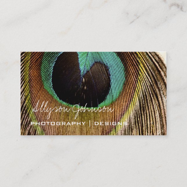 Peacock Feather Business Cards (Front)