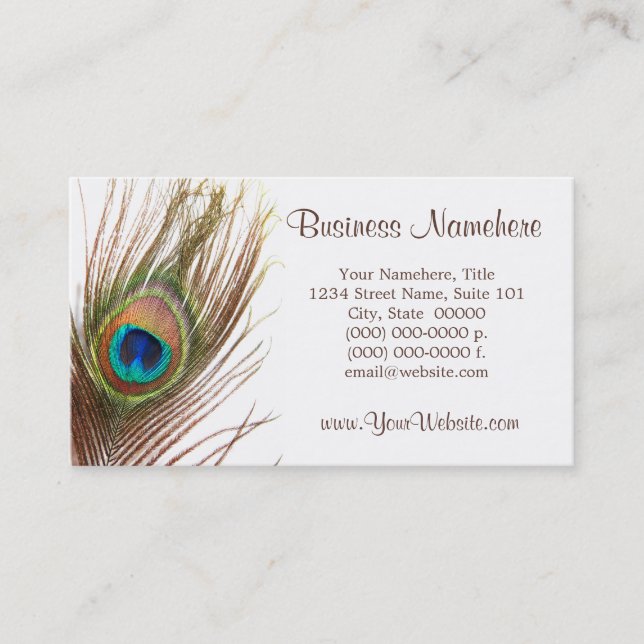 Peacock Feather Business Cards (Front)