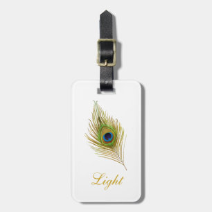 Peacock feather & calligraphy luggage tag