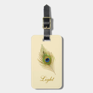 Peacock feather & calligraphy on Ivory Luggage Tag