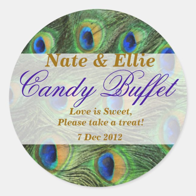 Peacock Feather Candy Buffet Sticker (Front)