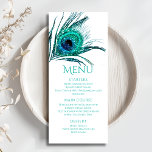 Peacock Feather Chic Glitter Turquoise Bat Mitzvah Menu<br><div class="desc">This design features an elegant turquoise glitter peacock feather on a white background with your Bat Mitzvah Menu information below. Personalise by editing the text in the text boxes. Designed for you by Evco Studio www.zazzle.com/store/evcostudio #mitzvah #batmitzvah #eventplanner #mazeltov #jewish #mitzvahswag #party #jewishlife #wedding #kosher #mitzvahlife #corporateevents #mitzvahparty #partyplanner #partyplanning...</div>