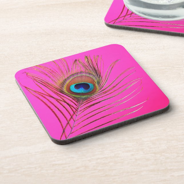 Peacock Feather Cork Coaster (Left Side)