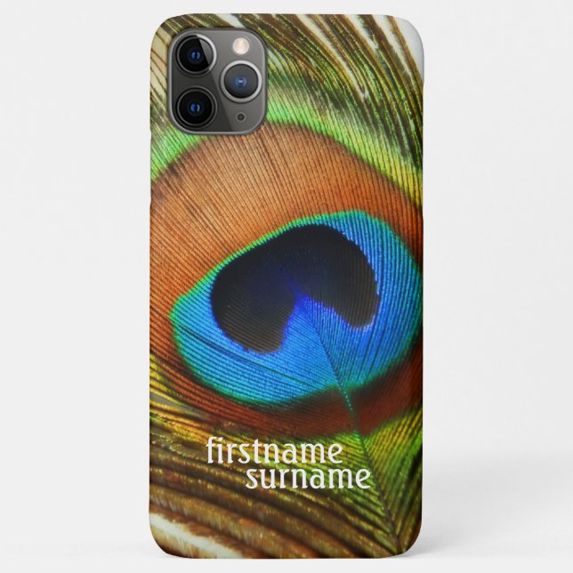 Peacock Feather Custom Name Case-Mate iPhone Case (Back)