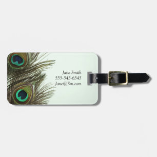 Peacock Feather Customisable Luggage Tags