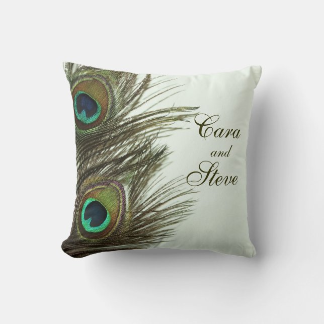 Peacock Feather Customisable Pillow (Front)