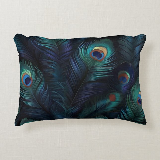 Peacock feather decorative cushion (Front)
