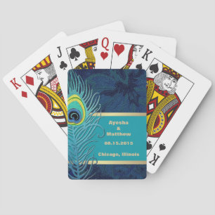 Peacock Feather Design Navy Blue Gift  Playing Cards