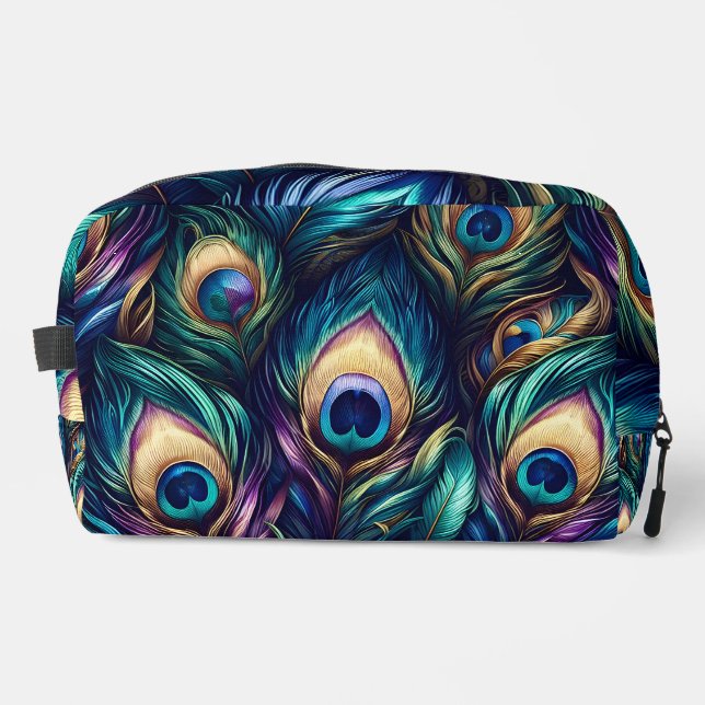 Peacock feather design unique dopp kit (Front)