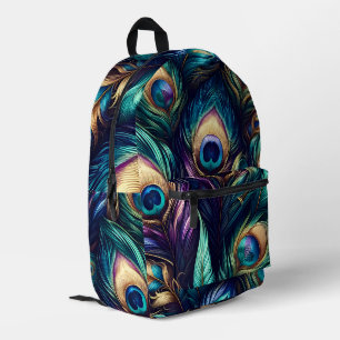 Peacock feather design unique printed backpack