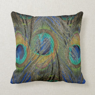 Peacock Feather Detail on Designer Cushions
