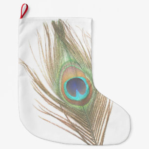 Peacock Feather Double Sided Large Christmas Stocking