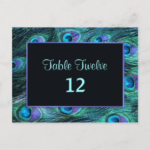 Peacock Feather Drama - Table Seating Number Postcard