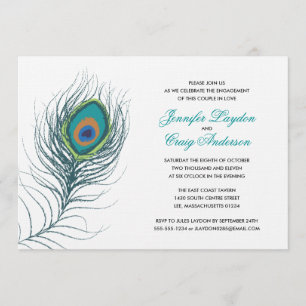 Peacock Feather Engagement Party Invitation