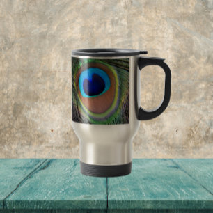 Peacock Feather Eyespot Pattern Travel Mug