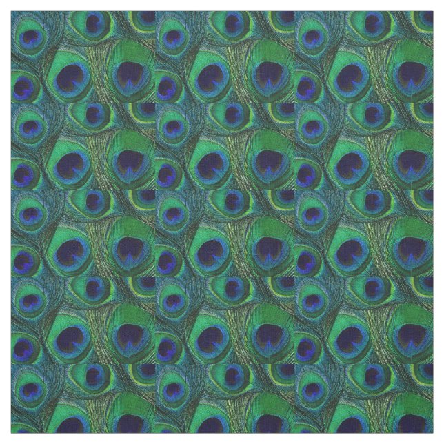 Peacock Feather Fabric - Green Teal Blue Navy (Swatch)