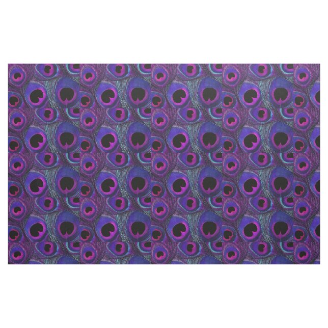 Peacock Feather Fabric Purple Pink Grey Black (Fat Quarter)