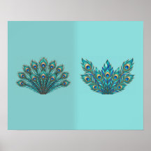 Peacock Feather Fans Copper and Gold Duo