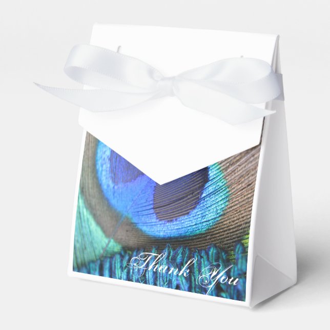 Peacock Feather Favour Bag Box (Front Side)