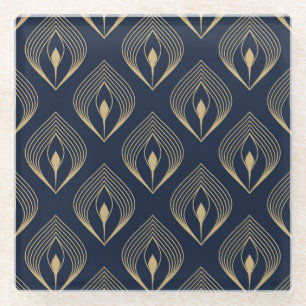 Peacock Feather: Floral Paisley Glass Coaster