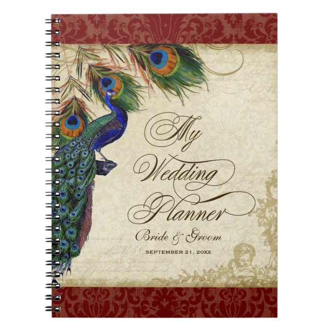 Peacock & Feather Formal Wedding Planner Journal (Front)