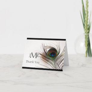 Peacock Feather Glamour Anniversary Thank You Card