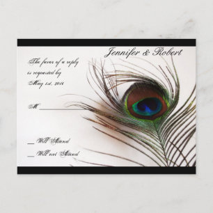 Peacock Feather Glamour RSVP Postcard