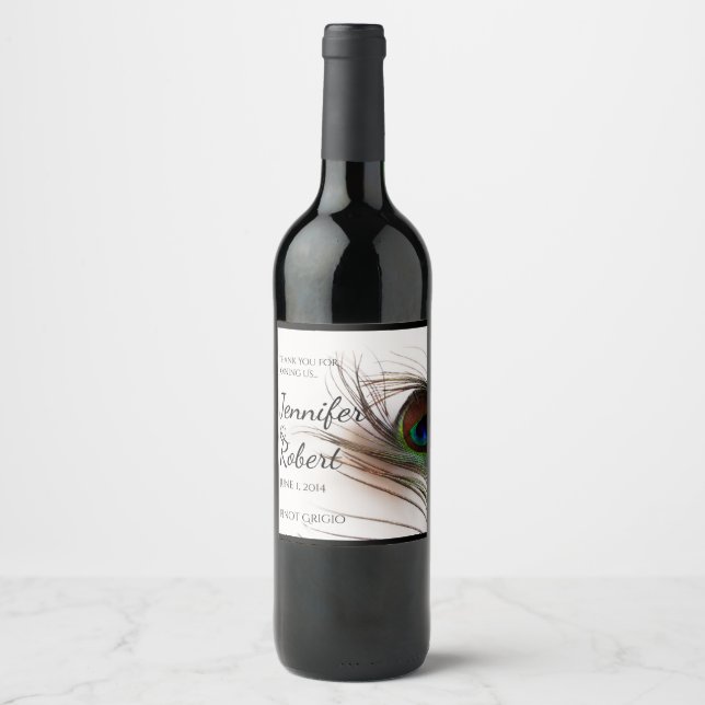 Peacock Feather Glamour Wine Label (Front)