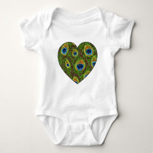 Peacock Feather Glittery Art Print Baby Bodysuit