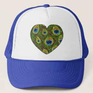 Peacock Feather Glittery Art Print Trucker Hat