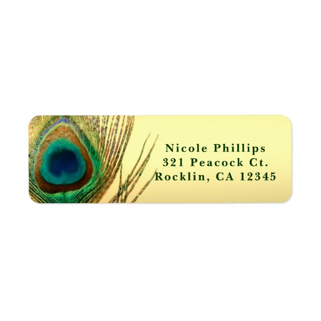 Peacock Feather Gold Exotic Boho Chic Invitation (Front)