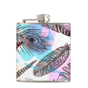 Peacock Feather Hip Flask
