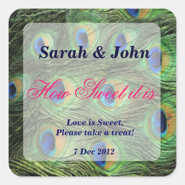 Peacock feather How Sweet it is Sticker (Front)