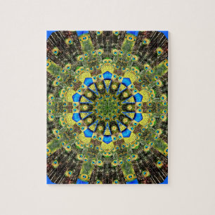 Peacock Feather Kaleidoscope 1 Jigsaw Puzzle