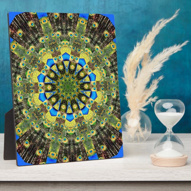 Peacock Feather Kaleidoscope 1 Plaque (Side)