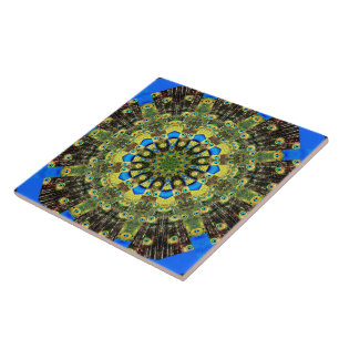 Peacock Feather Kaleidoscope 1 Tile