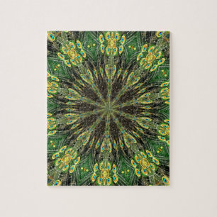 Peacock Feather Kaleidoscope 2 Jigsaw Puzzle