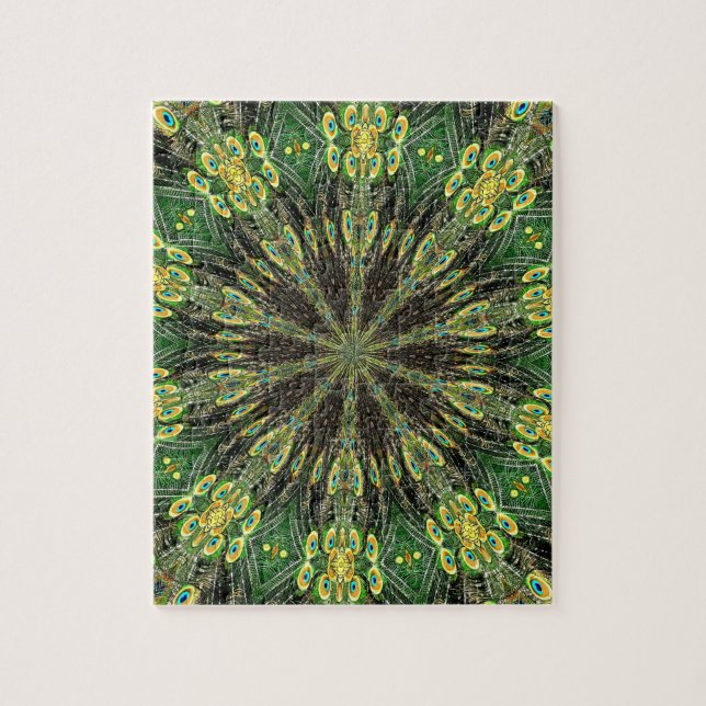 Peacock Feather Kaleidoscope 2 Jigsaw Puzzle (Vertical)