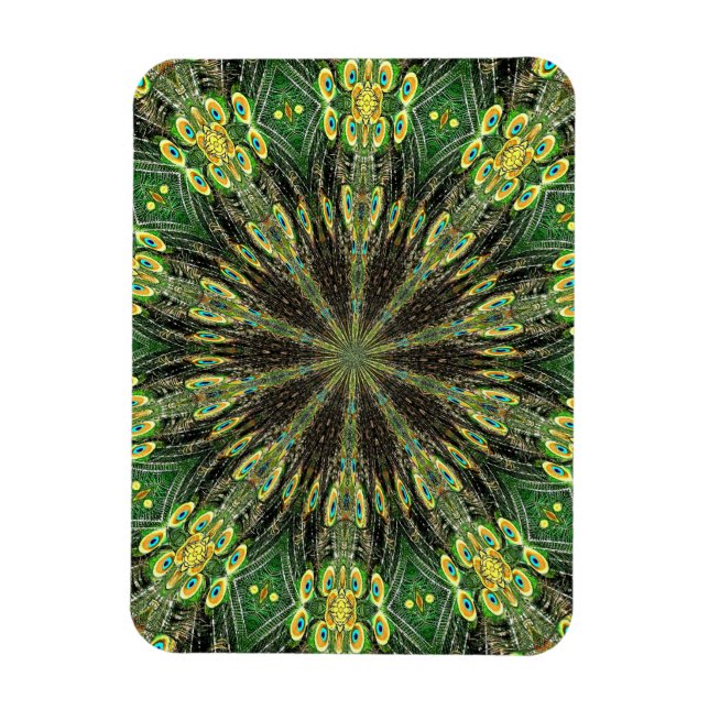 Peacock Feather Kaleidoscope 2 Magnet (Vertical)