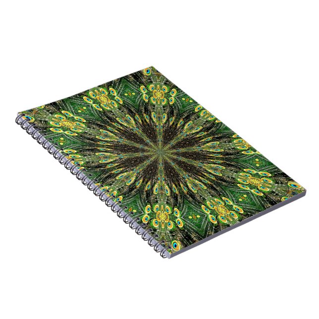 Peacock Feather Kaleidoscope 2 Notebook (Right Side)