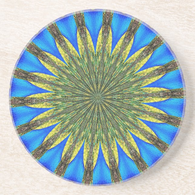 Peacock Feather Kaleidoscope 3 Coaster (Front)