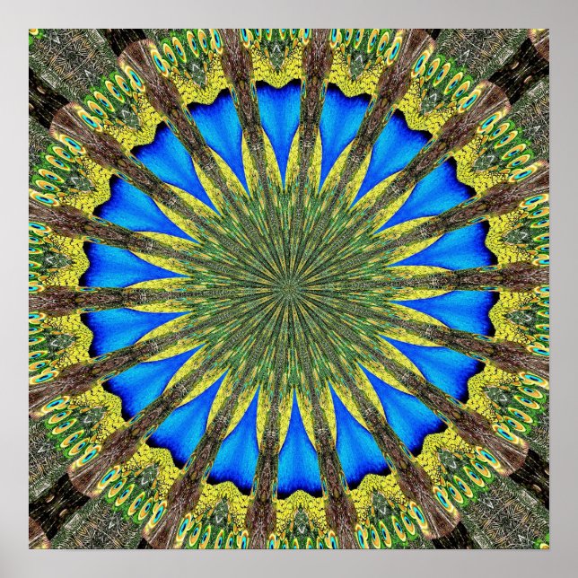 Peacock Feather Kaleidoscope 3 Poster (Front)