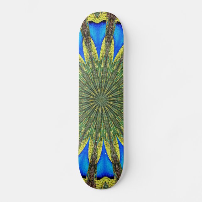 Peacock Feather Kaleidoscope 3 Skateboard (Front)