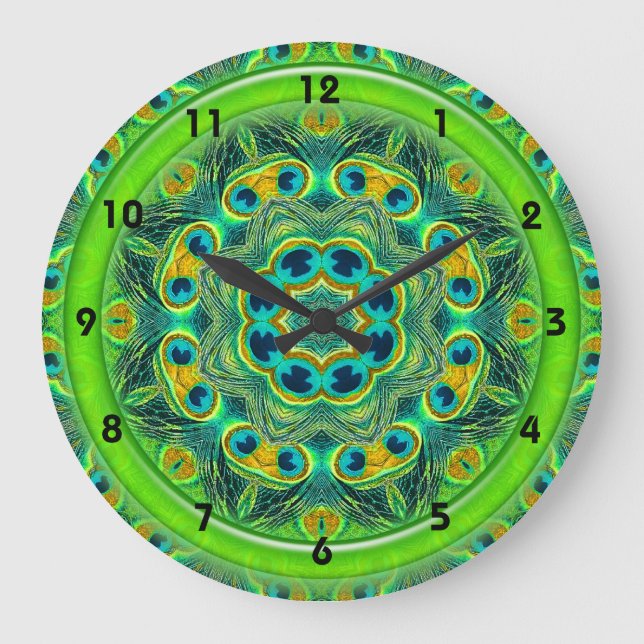 PEACOCK FEATHER KALEIDOSCOPE Clock (Front)