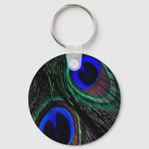 Peacock feather key ring