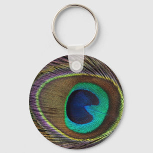 peacock feather key ring