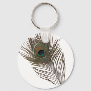 Peacock feather key ring
