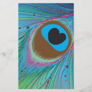 Peacock feather lines background stationery