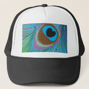Peacock feather lines background trucker hat