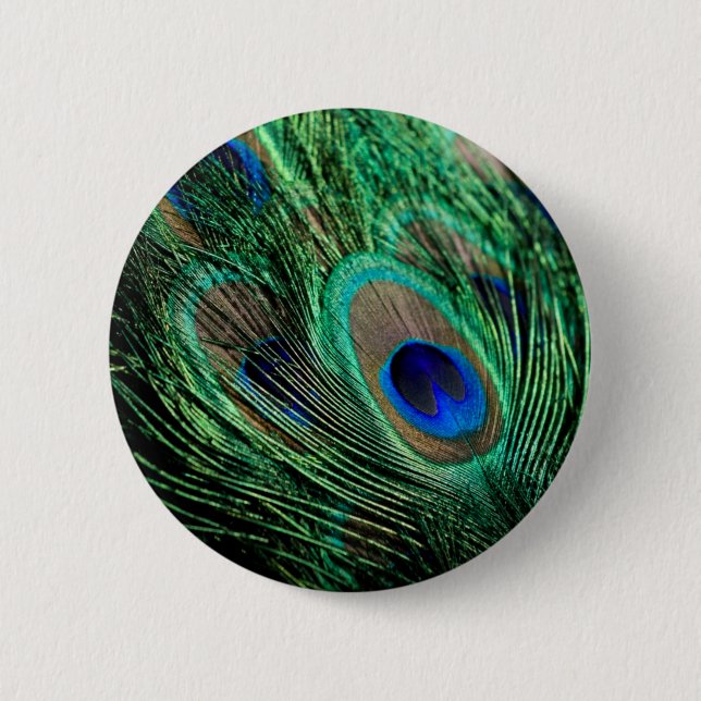 Peacock Feather Lucky 6 Cm Round Badge (Front)